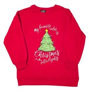 Christmas Graphic Sweatshirt Womens 14W Red Crew Neck Holiday Festive